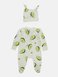 Человечки нательные Комбинезон и шапочка комплект Авокадо Молочный Зеленый, Minikin Фото №3