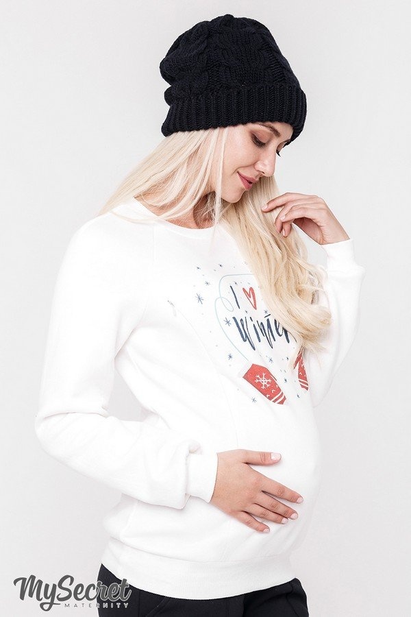 Свитшоты, худи Свитшот для беременных и кормящих мам BLINK WINTER, молочный, Юла мама