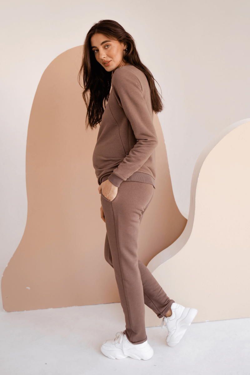 Спортивные костюмы Спортивный костюм для беременных и кормящих мам 4205114-72, коричневый, To be