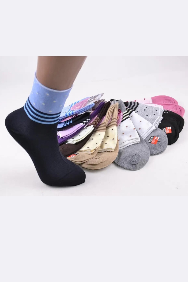 Важливі дрібниці Шкарпетки жіночі медичні бавовняні без резинки Горошек Корона, асорті, Мамуля