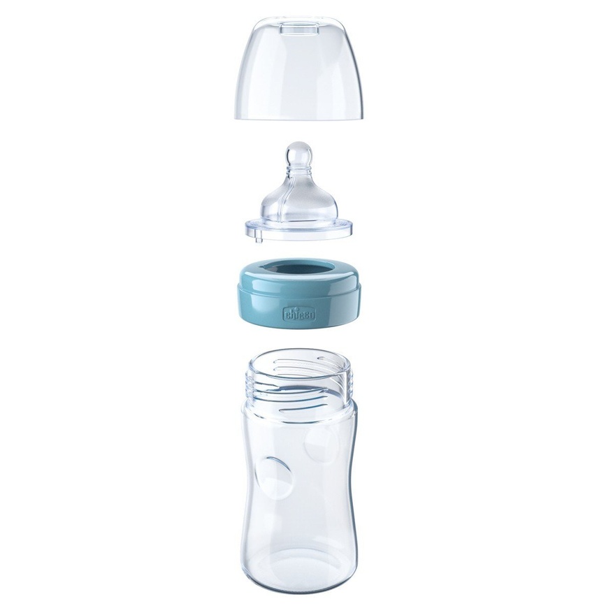Пляшечки Бутылочка стекло Well-Being, 150 мл, соска силикон, 0m+, нормальный поток, нейтральная, Chicco