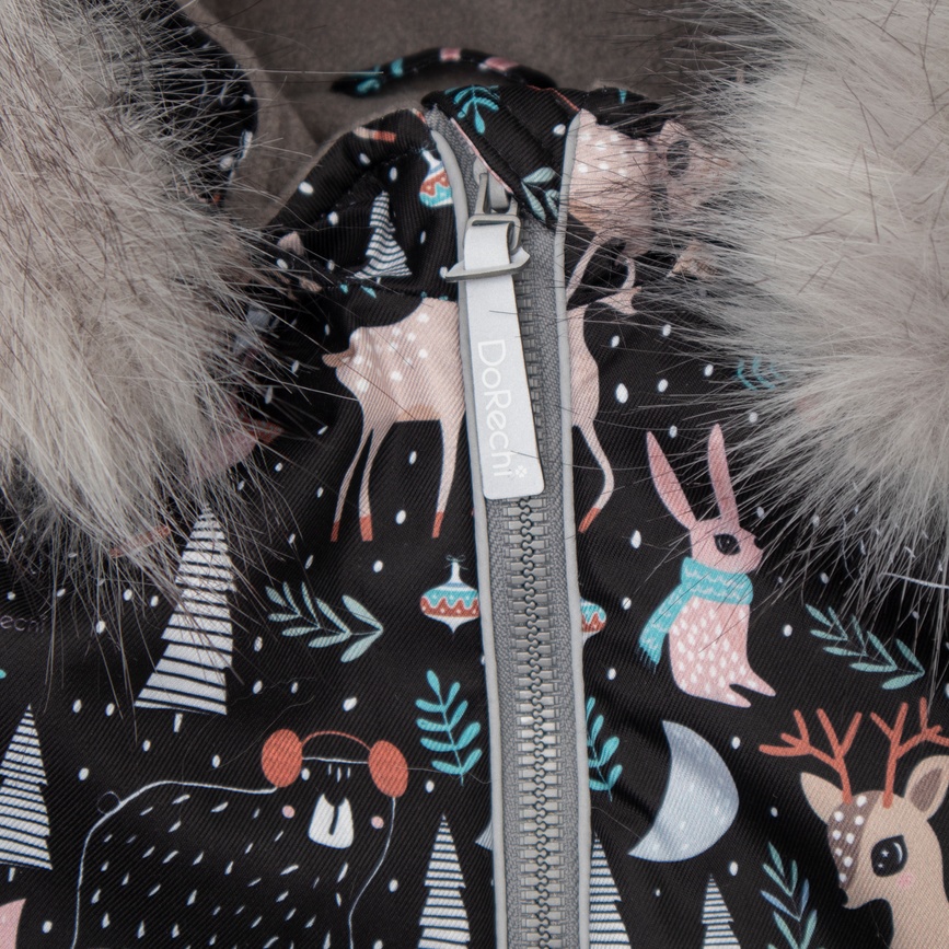 Дитячий верхній одяг Комбінезон зимовий Apollo Чарівний ліс з опушкою, чорний, Доречі