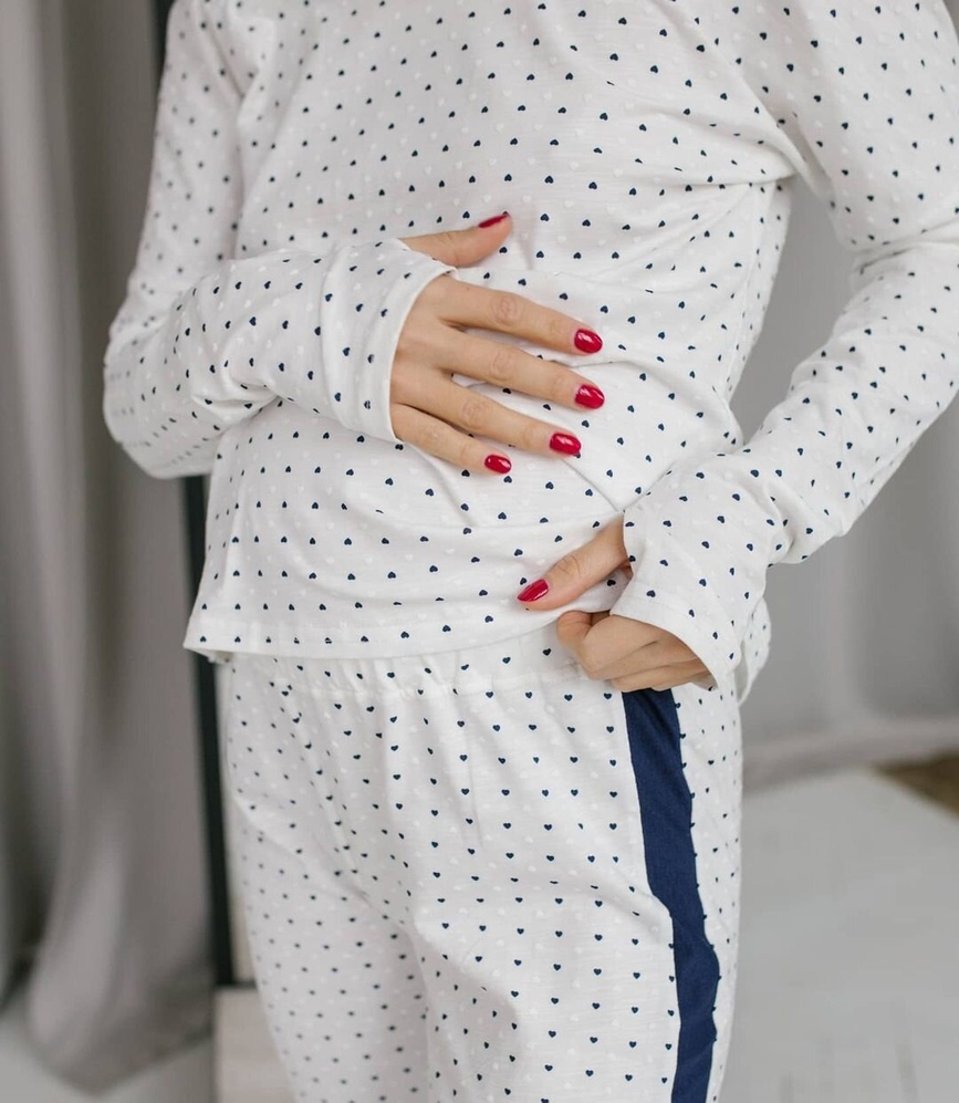 Піжами, домашні костюми Піжама для вагітних жінок 726001, в синю крапку, DISMA