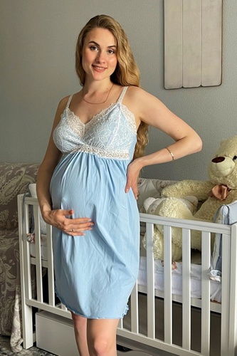 Ночнушки для кормления Ночная рубашка для беременных и кормящих мам, голубой, ТМ Dianora