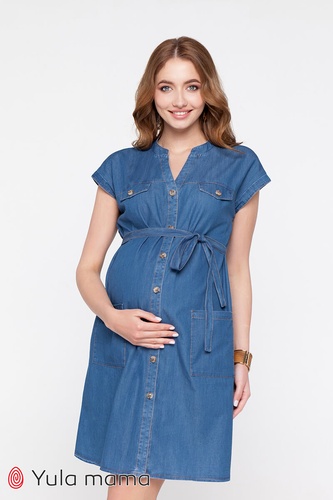Сукня для вагітних і годуючих мам IVY джинсово-синій, Юла мама, Синій, S