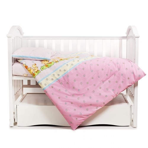 Постелька Сменная постель Comfort, дизайн "Утята", розового цвета, 3 элемента, ТМ Twins