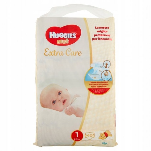 Подгузники Подгузники для новорожденных Huggies Bebe Extra Care 2-5 кг, 40 шт, Huggies
