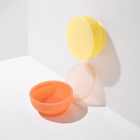 Посуд для дітей Миска силіконова з кришкою Coral, помаранчевий, Olababy
