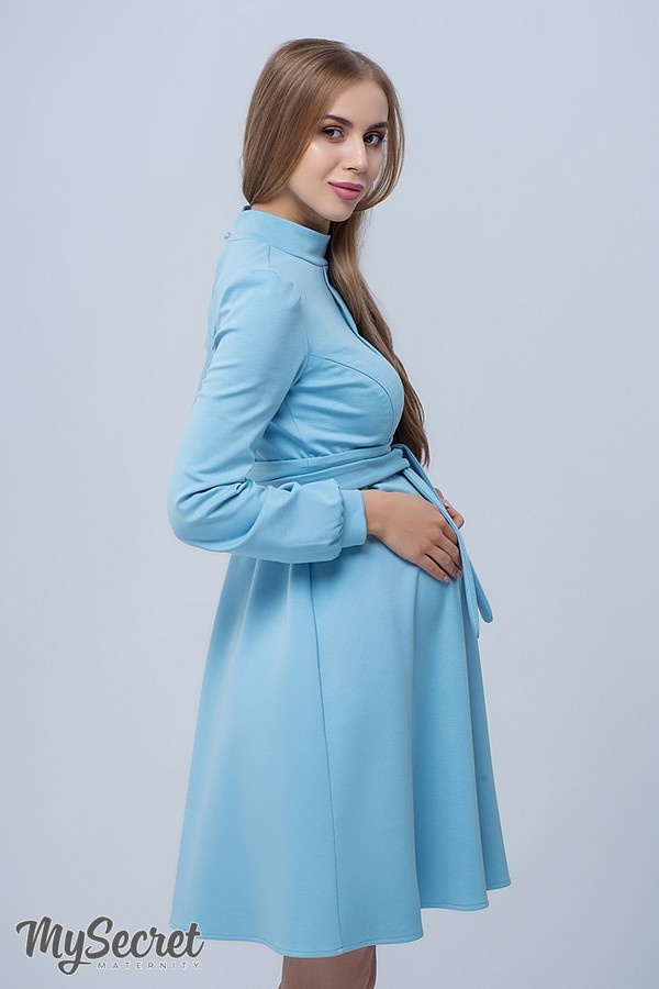 Классическое платье для беременных и кормящих REBECCA, голубой, Юла мама