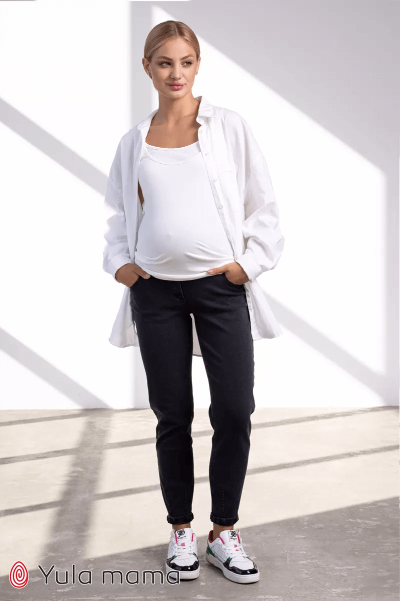 Джинсы Джинсы для беременных с высокой спинкой, Mom Jeans Florence, серый, ТМ Юла Мама