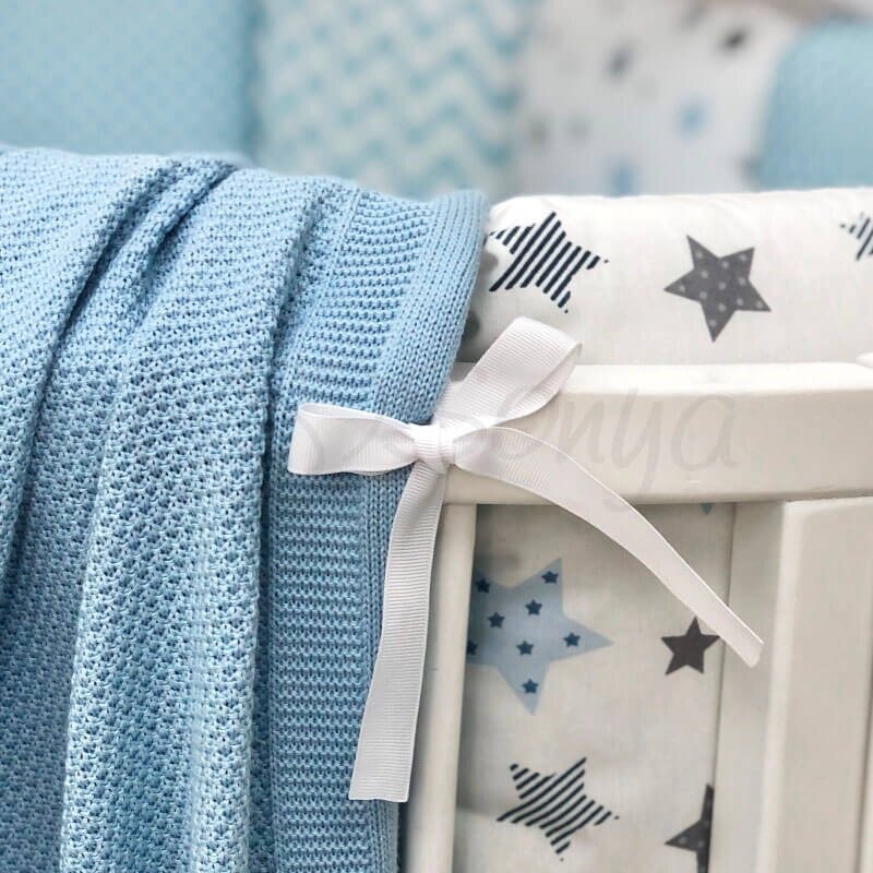 Постелька Комплект Baby Design Stars голубой, овал, 6 элементов, Маленькая Соня