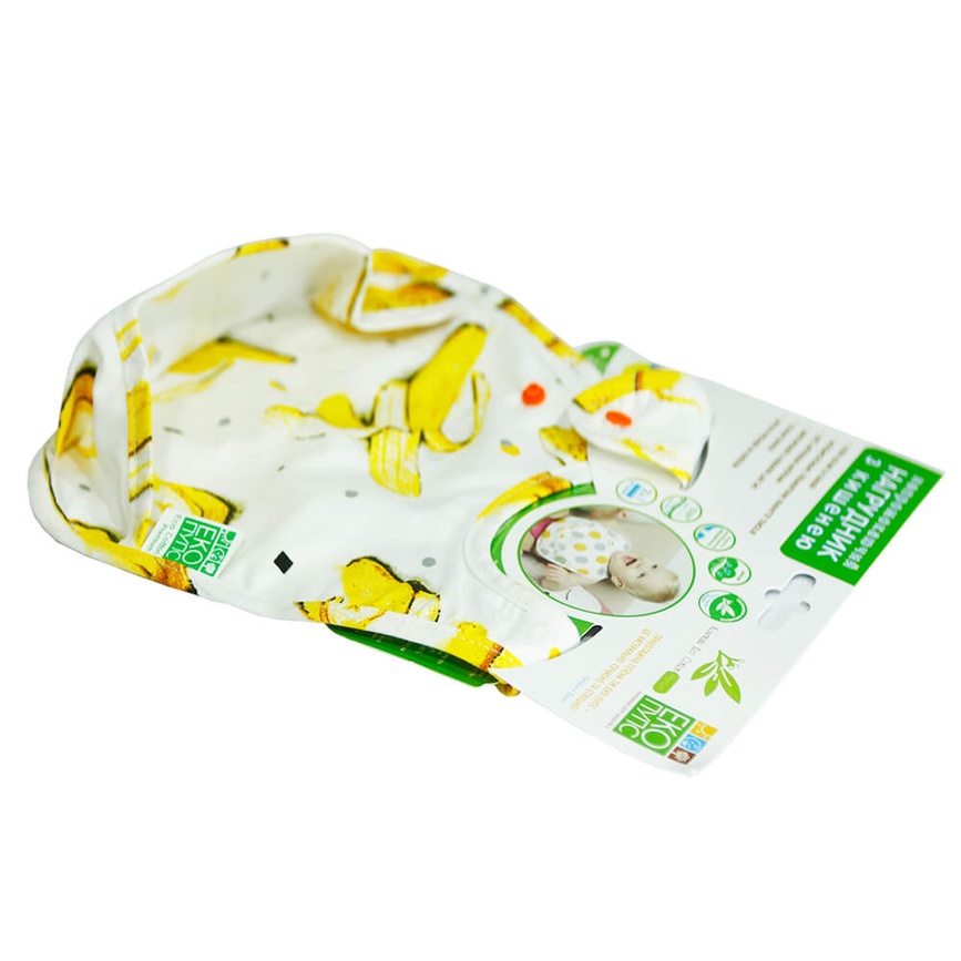 Слюнявчики Непромокаемый нагрудник с карманом ЭКО ПУПС Eco Cotton Premium 21х30 (бананы), ЭКО ПУПС