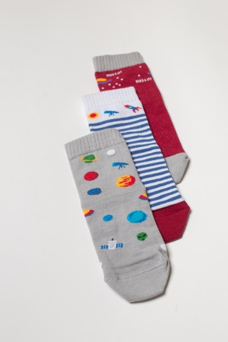 Носочки Носочки детские Космос, набор 3 шт, серый, белый, бордовый, Мамин Дом