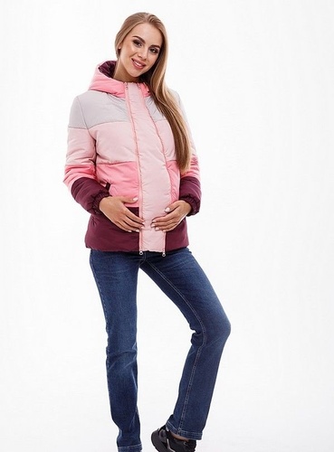 Демисезонная куртка для беременных SIA, сочетание марсалы, теплого розового, пудрового и бежевого, Юла мама