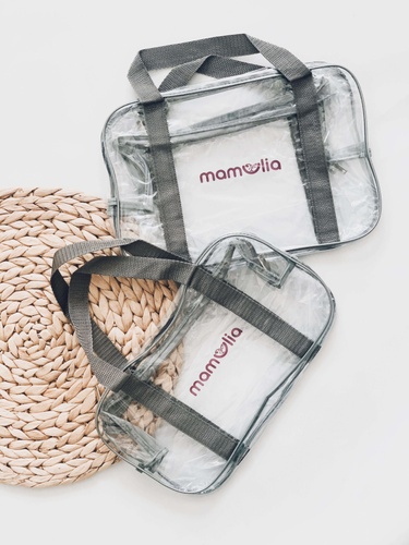 Удобные прозрачные сумки в роддом Прозрачные косметички в роддом, серые, Mamapack (2 шт).