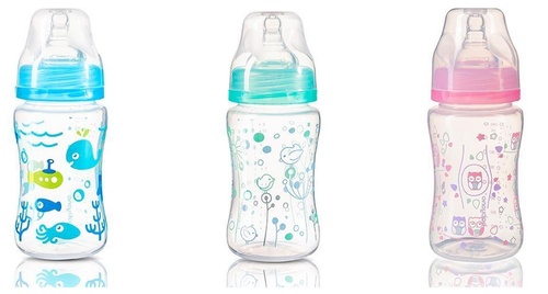 Бутылочки Антиколиковая бутылка с широким горлышком, 240 мл, цвет в ассортименте, BabyOno