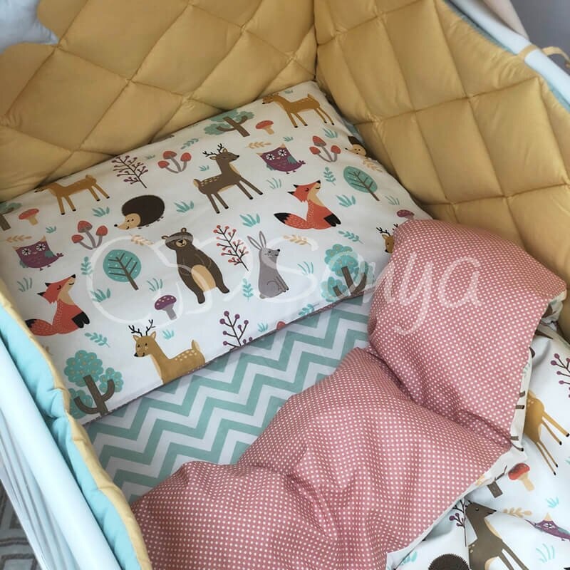 Постелька Комплект постельного белья в кроватку Baby Mix Лесные звери, 6 элементов, Маленькая Соня