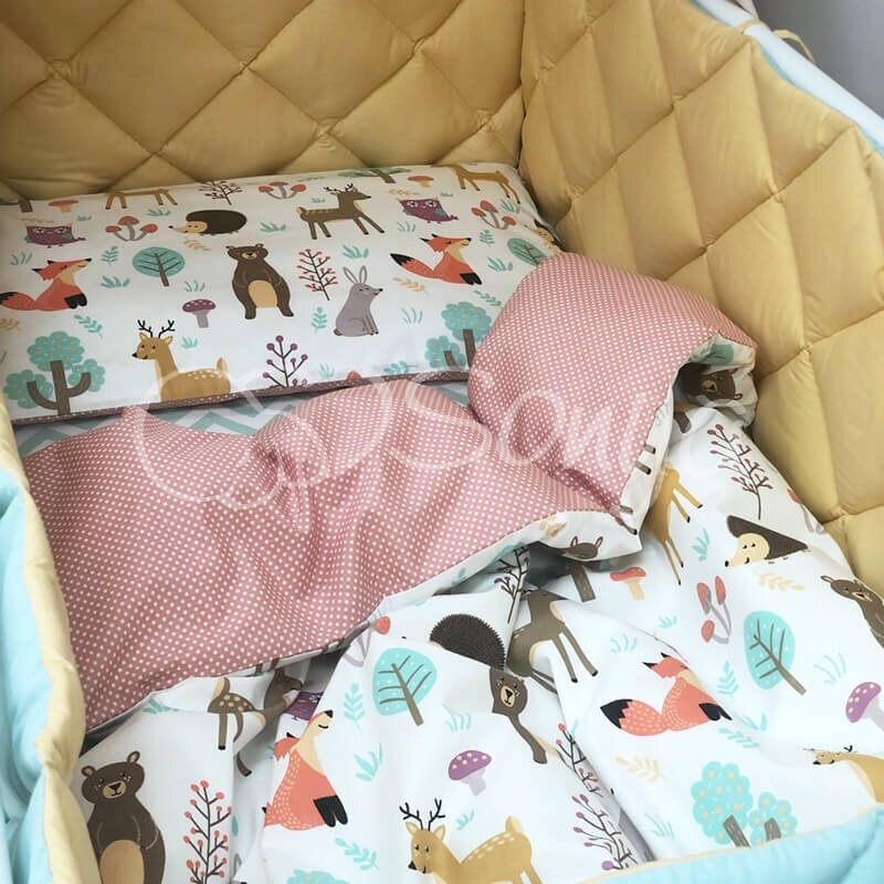 Постільна білизна Комплект постільної білизни в ліжечко Baby Mix Лісові звірі, 6 елементів, Маленька Соня