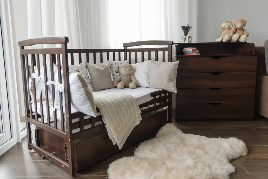Кроватки Детская кроватка TRANSFORMER с маятником и ящиком ореховая, Дитячий сон