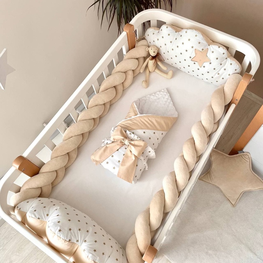 Постелька Комплект постельного белья, дизайн "Звездочки", бежевого цвета, ТМ Baby Chic