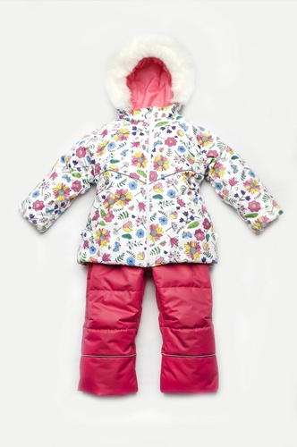 Детские зимние комплекты и костюмы Костюм зимниий Цветочки, белый, Модный карапуз