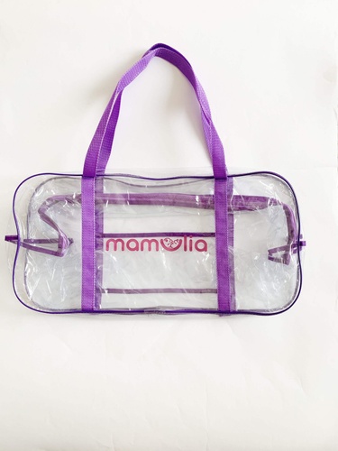 Зручні прозорі сумки в пологовий будинок Дуже велика сумка в пологовий будинок з кишенею, фіолетова XL, Mamapack.