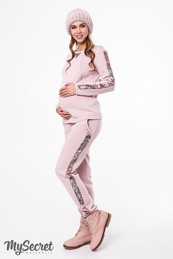 Спортивные костюмы Теплый костюм для беременных и кормящих мам RYAN, пудра, Юла мама