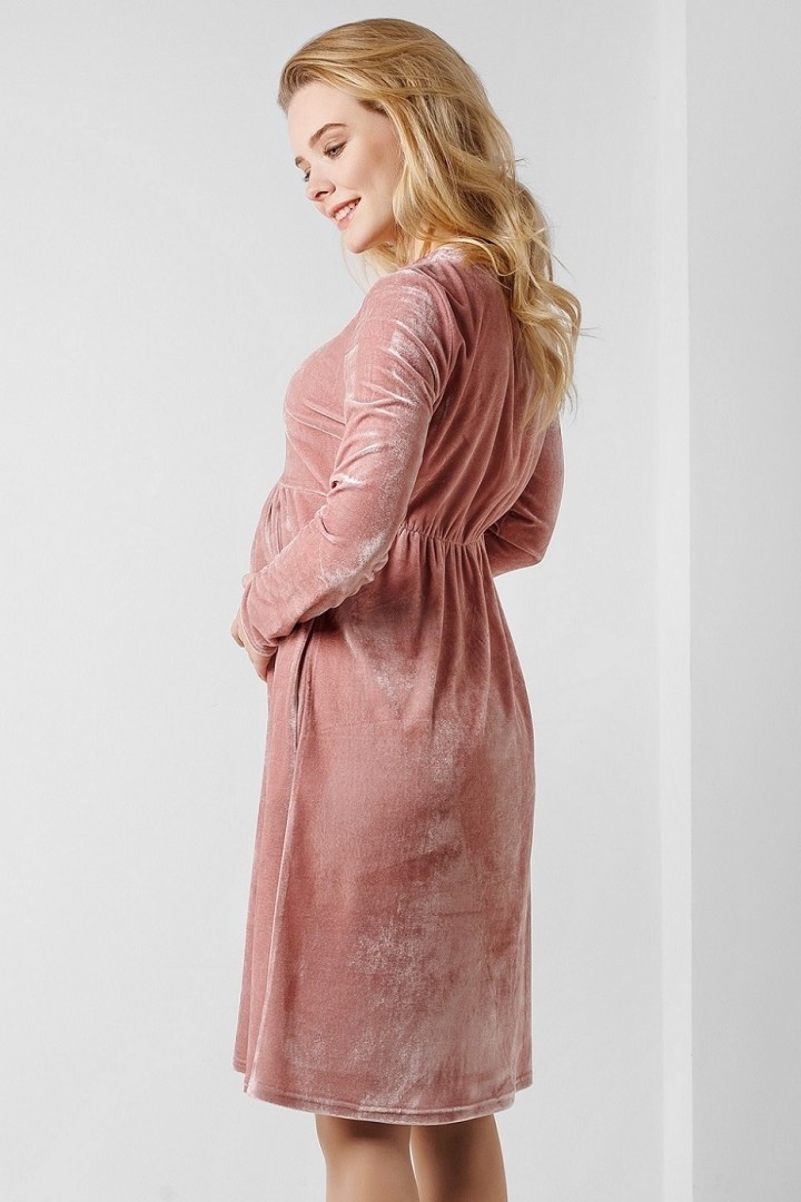 Платье велюровое для беременности бежевое, ТМ Dianora
