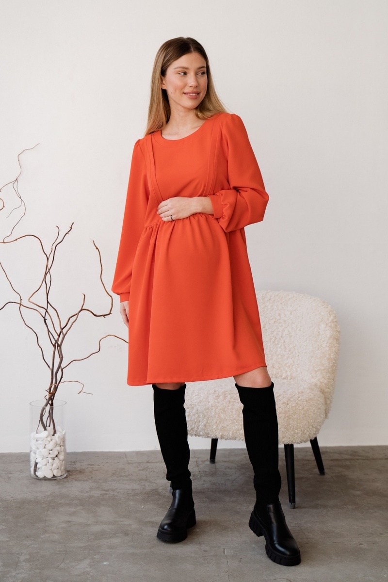 Платье для беременных и кормящих мам 4369224 оранжевый, To be, Оранжевый, 42
