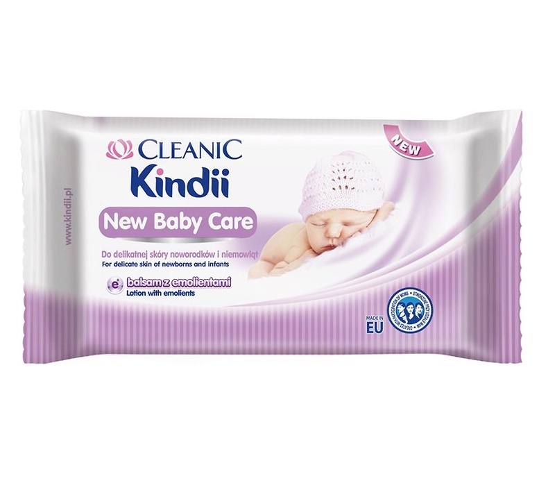 Вологі серветки Дитячі вологі серветки Kindii New Baby Care, 60шт, CLEANIC