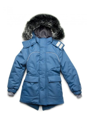 Куртки и пальто Куртка парка зимняя детская, деним, Модный карапуз
