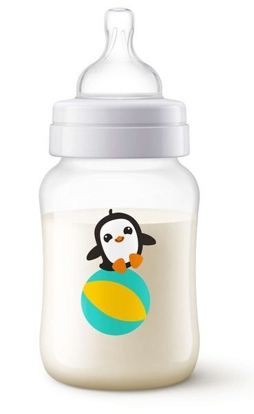 Пляшечки Пляшечка для годування Anti-Colic Пінгвін, від 1 міс+, 260мл, 1 шт, SCF821 / 13, Avent