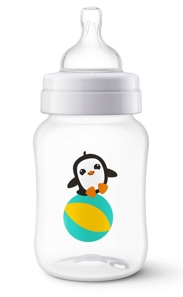 Пляшечки Пляшечка для годування Anti-Colic Пінгвін, від 1 міс+, 260мл, 1 шт, SCF821 / 13, Avent