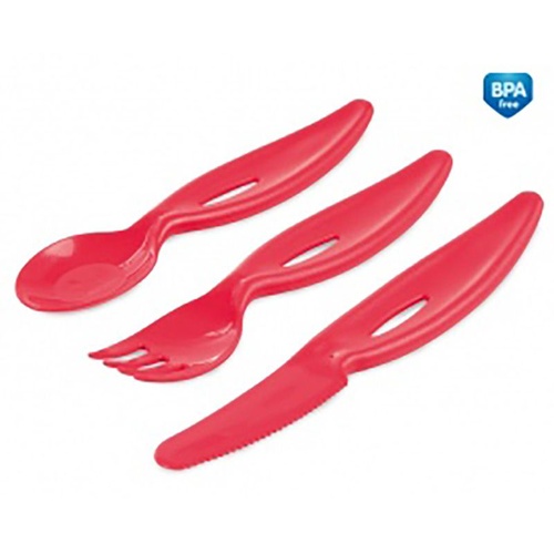 Посуда для детей Набор столовых приборов вилка+нож+ложка Красный, Canpol babies