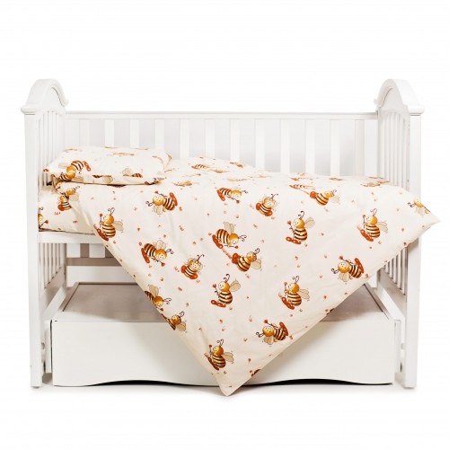 Постелька Сменная постель Comfort, дизайн "Пчелки", 3 элемента, бежевого цвета, ТМ Twins