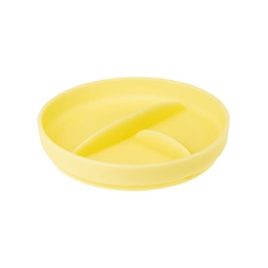 Посуда для детей Тарелка силиконовая на присоске с разделителями Lemon, желтый, Olababy