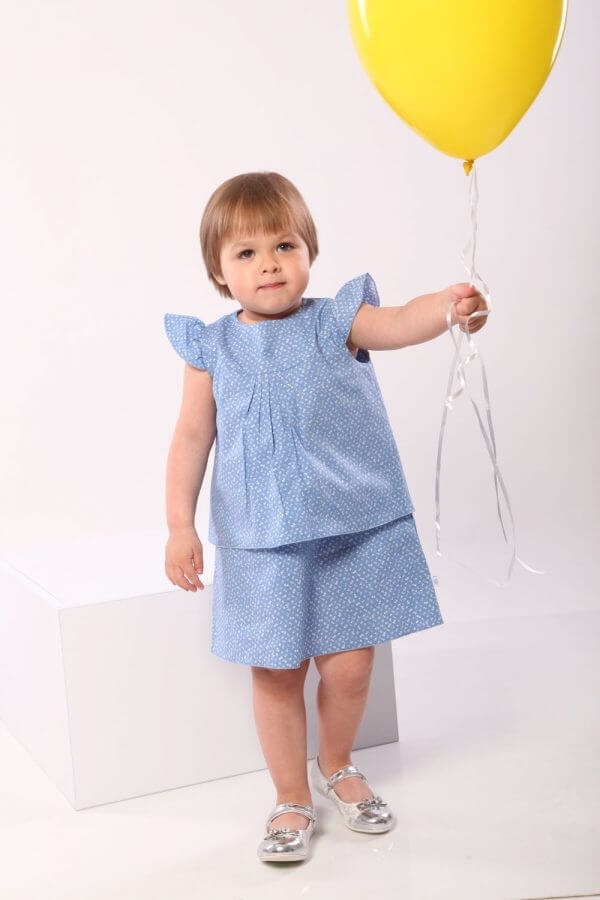 Сукня літня для дівчаток 1-4 років, блакитна в дрібні квіточки, Модний карапуз, Чорний, 80