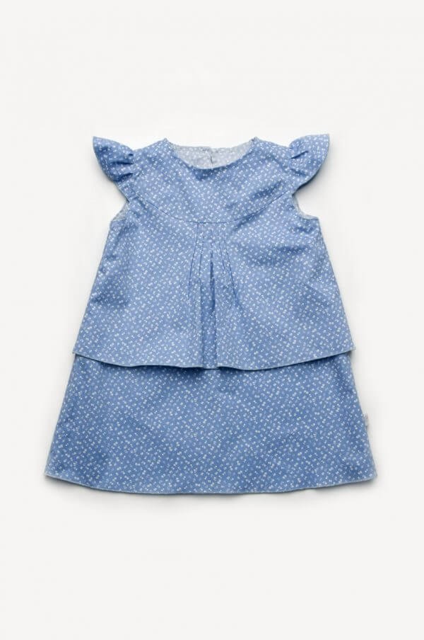 Сукня літня для дівчаток 1-4 років, блакитна в дрібні квіточки, Модний карапуз, Чорний, 80