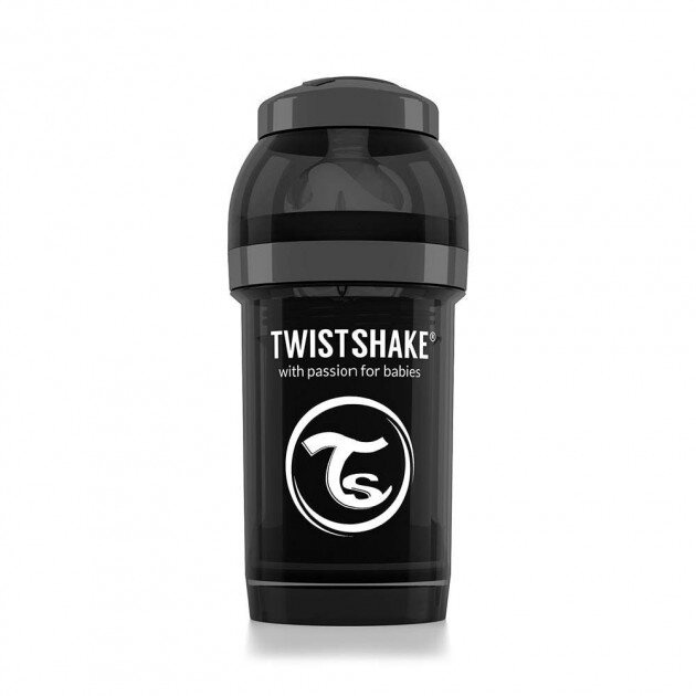 Бутылочки Антиколиковая бутылочка черная 0+ мес., 180 мл, (78042), Twistshake