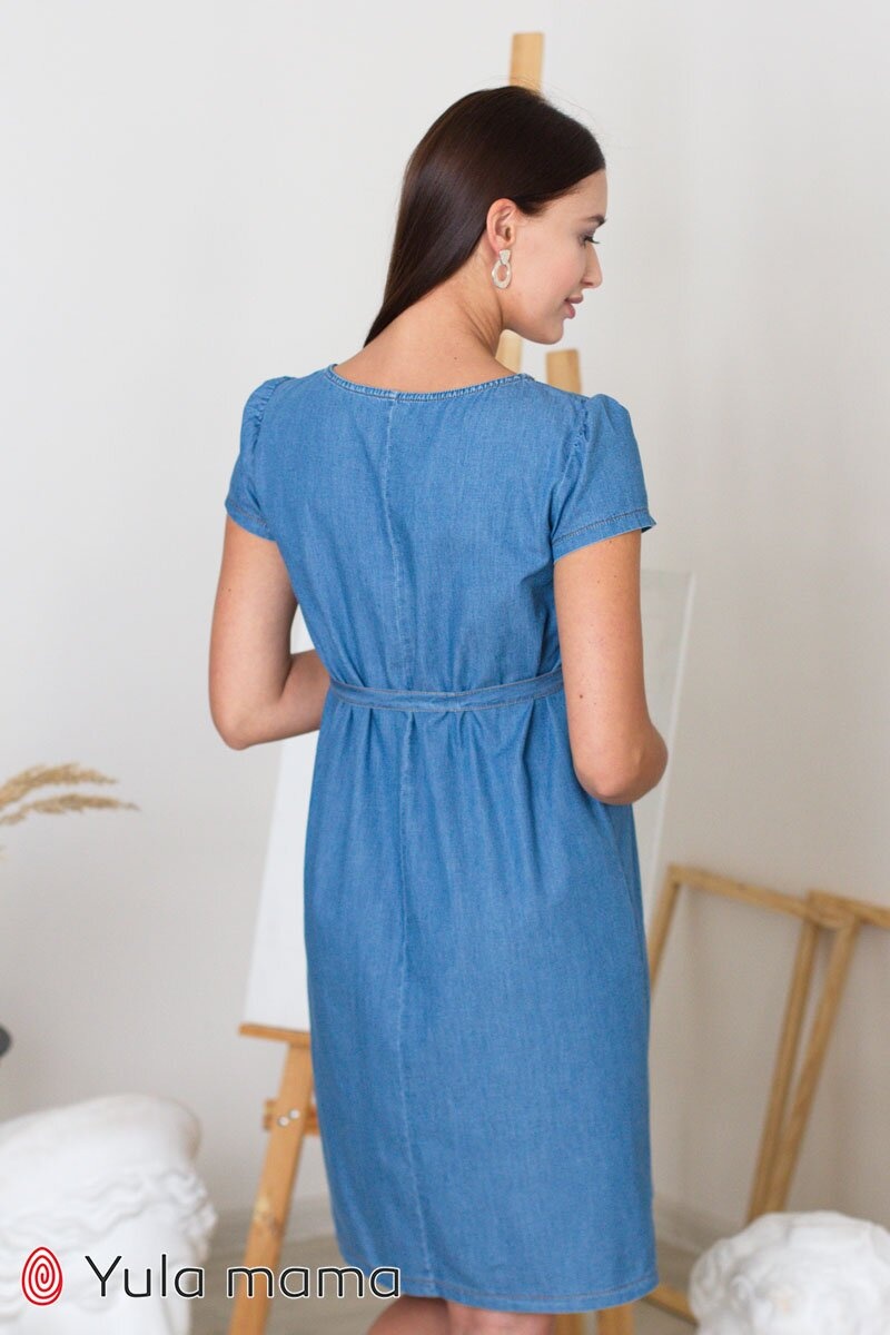Платье для беременных и кормящих GRACE джинсово-голубой, Юла мама, Голубой, S