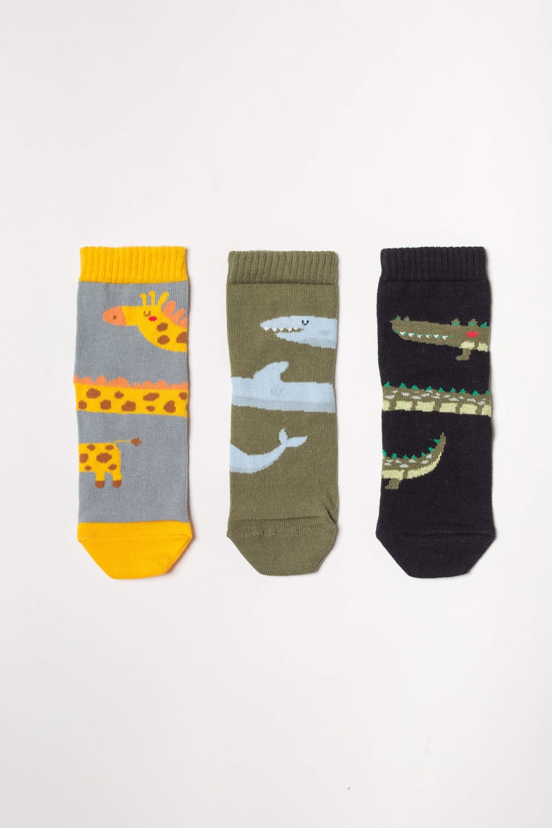 Шкарпетки Шкарпетки дитячі Африка, набір 3 шт, чорний, сірий, хакі, Мамин Дом