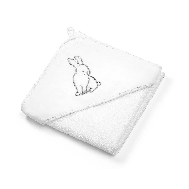 Полотенца Полотенце велюровое с капюшоном Кролик 100х100 см, белый, BabyOno