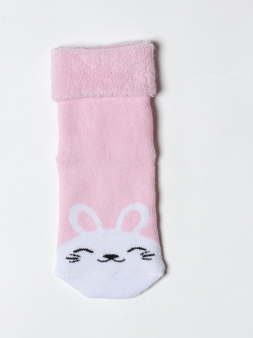 Носочки Носочки детские махровые Зайки, набор 2 шт, розовый, молочный, Мамин Дом