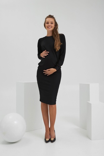 Свитшоты, свитера Кофта для беременных и кормящих мам трикотаж рубчик 2186 1566, черный, Dianora