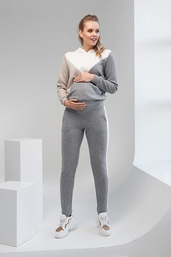 Штаны Спортивные штаны для беременных и кормящих мам, серые с белыми лампасами, ТМ Dianora