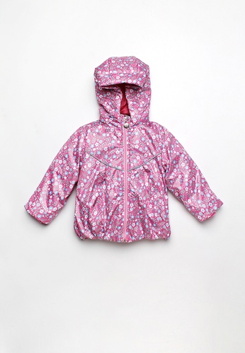 Куртки и пальто Куртка-ветровка детская для девочки Цветочки, розовая, Модный карапуз