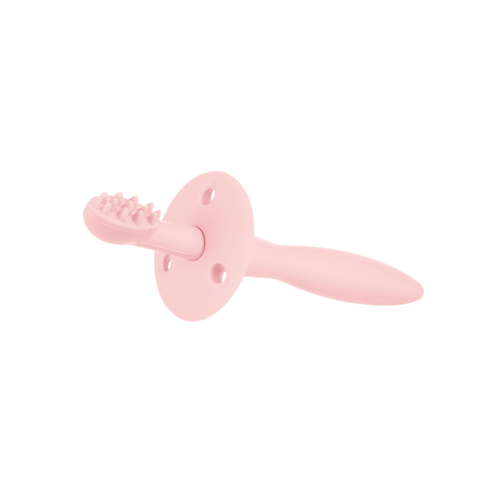 Силіконова щітка для зубів з обмежувачем 0 +, рожева, Canpol babies