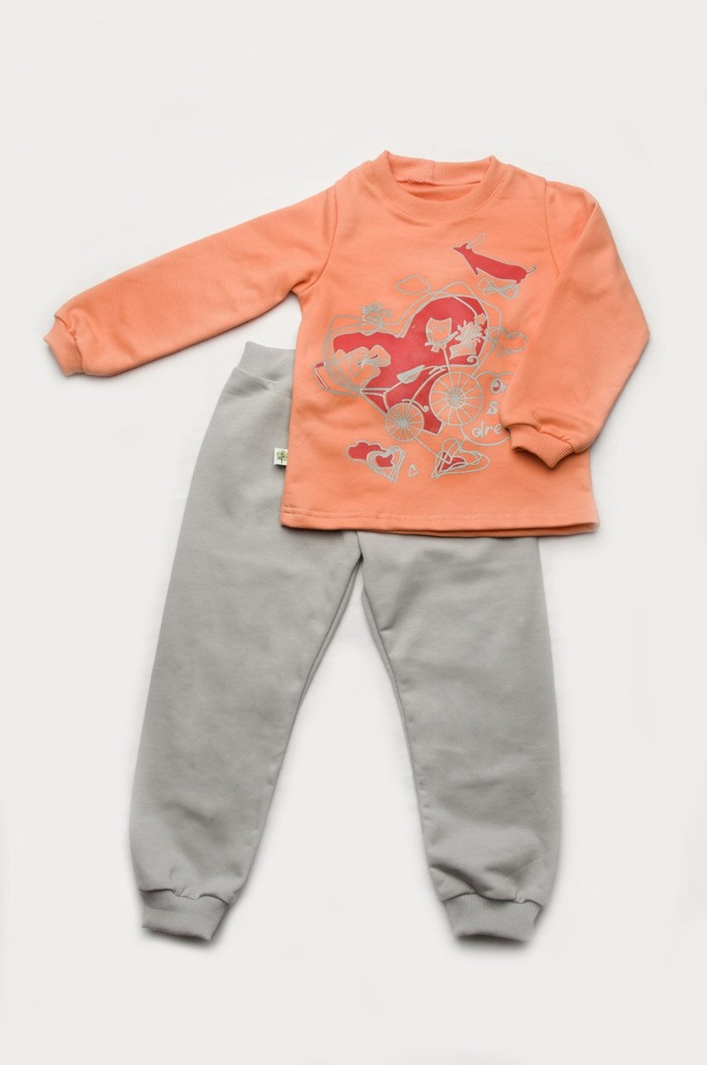 Пижама детская утепленная для девочки (футер), Модный карапуз, 92