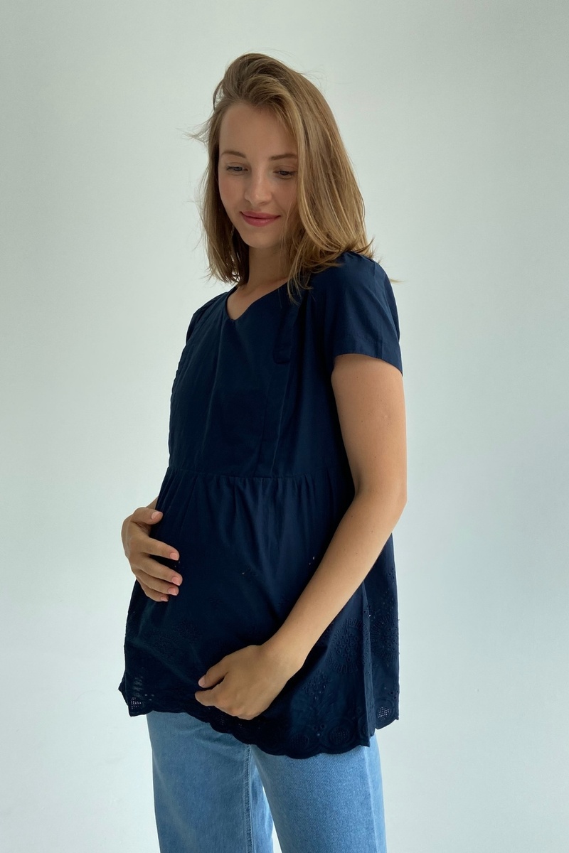 Блузи, сорочки Блуза для вагітних, майбутніх мам, синій, To Be