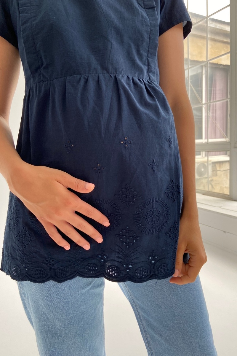 Блузы, рубашки Блуза для беременных и кормящих мам, синий, To Be
